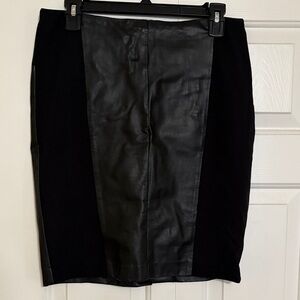 DKNY Black Leather Pencil Skirt